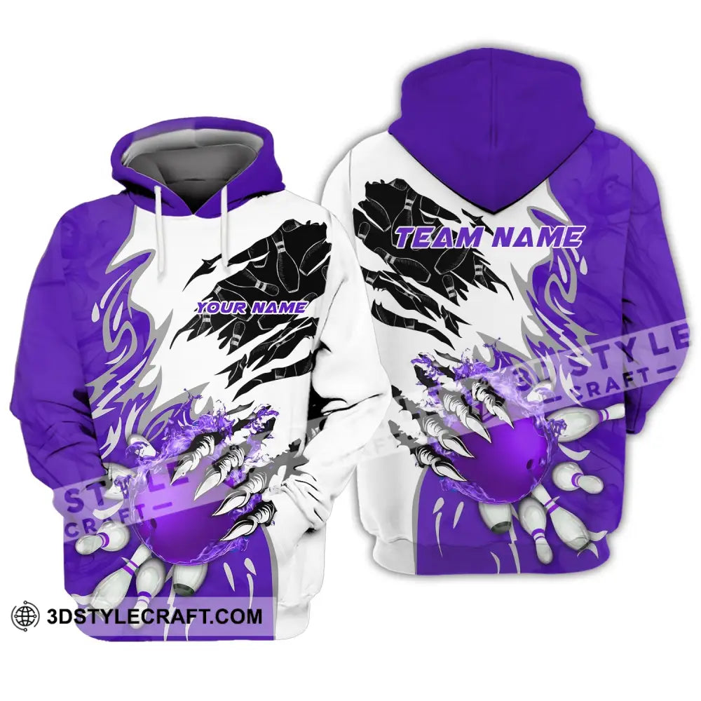 Unisex Shirt - Custom Name And Team Sport Purple Bowling Hoodie / S T-Shirt