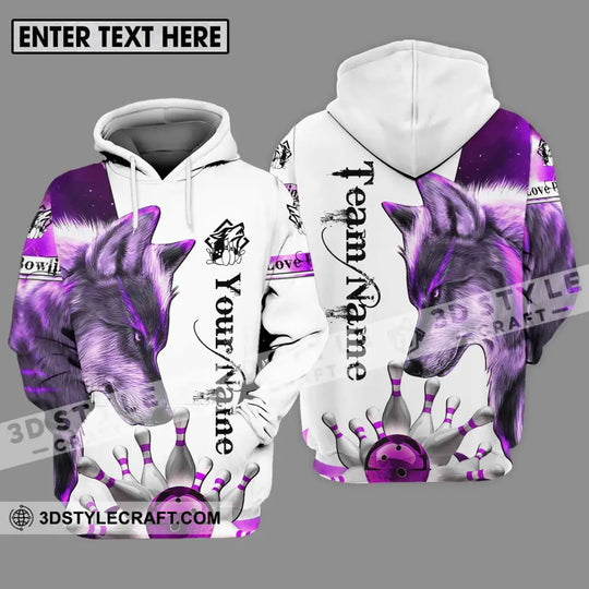 Unisex Shirt - Custom Name And Team Name Sport Shirt, Purple Wolf Bowling style option 3