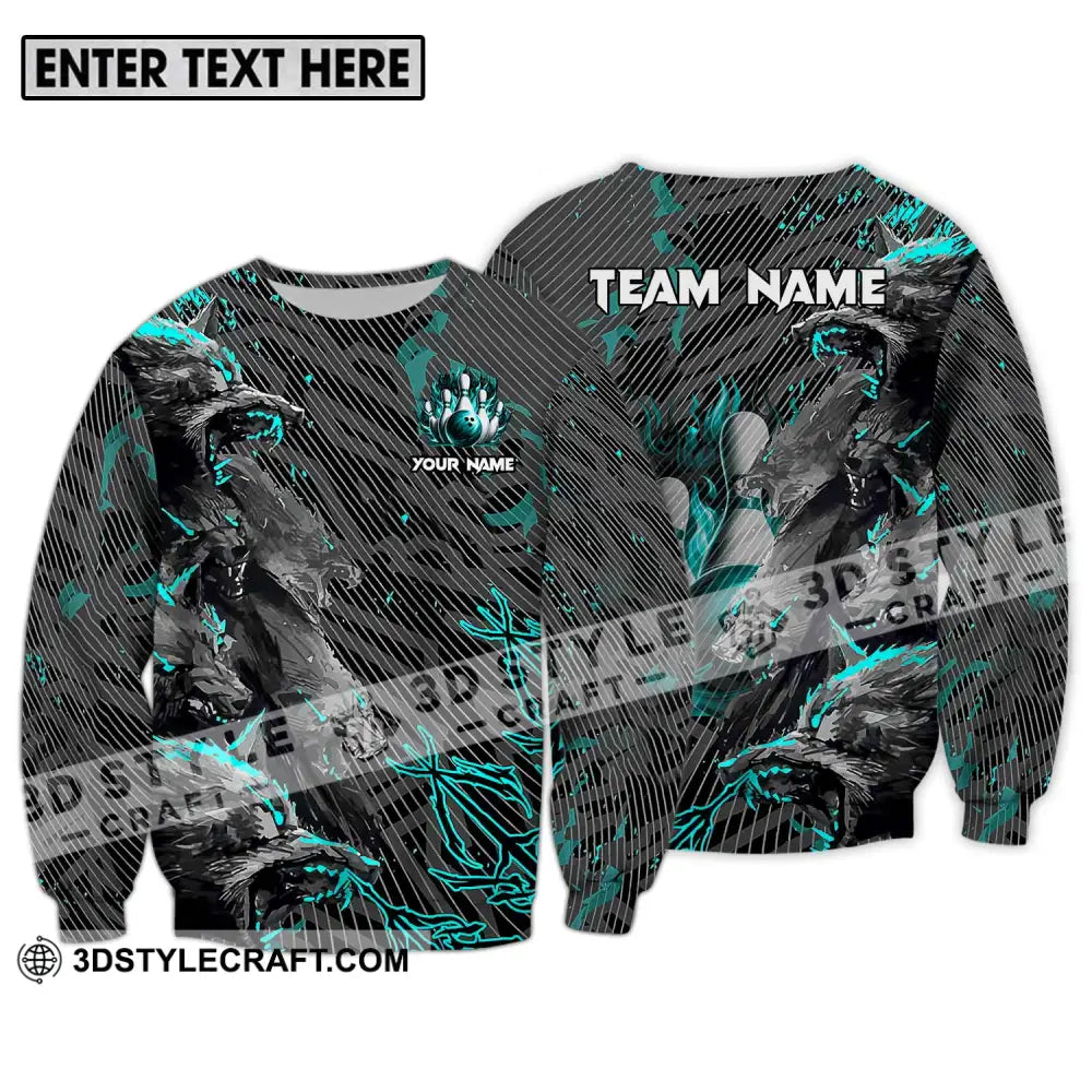 Unisex Shirt - Custom Name And Team Sport Wolves Bowling Long Sleeve / S T-Shirt