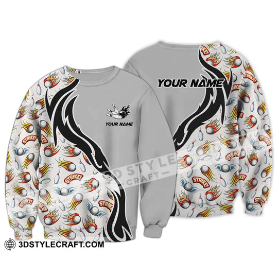 Unisex Shirt - Custom Name And Team Name Shirt, Strike Fire Bowling Ball And Pins style option 4
