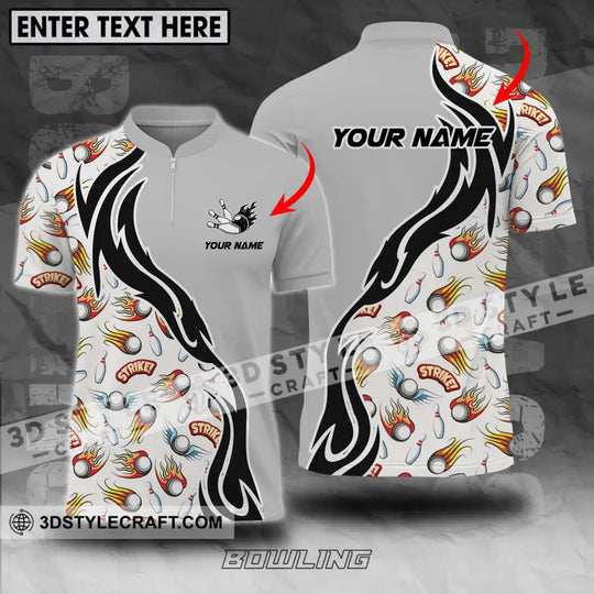 Unisex Shirt - Custom Name And Team Name Shirt, Strike Fire Bowling Ball And Pins style option 1