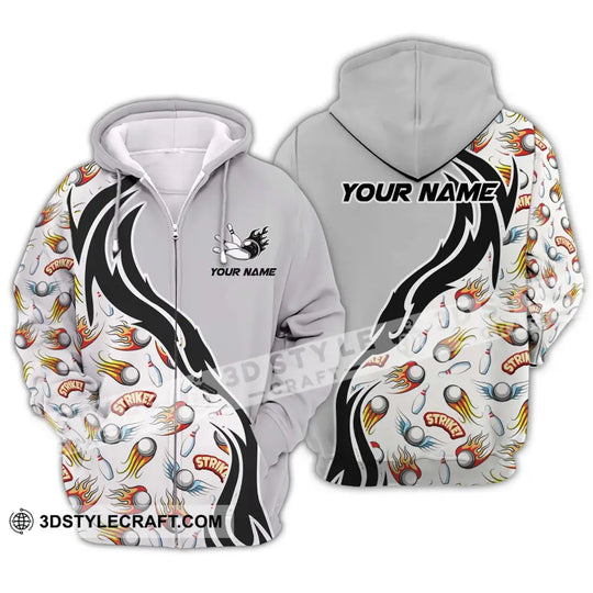 Unisex Shirt - Custom Name And Team Name Shirt, Strike Fire Bowling Ball And Pins style option 2