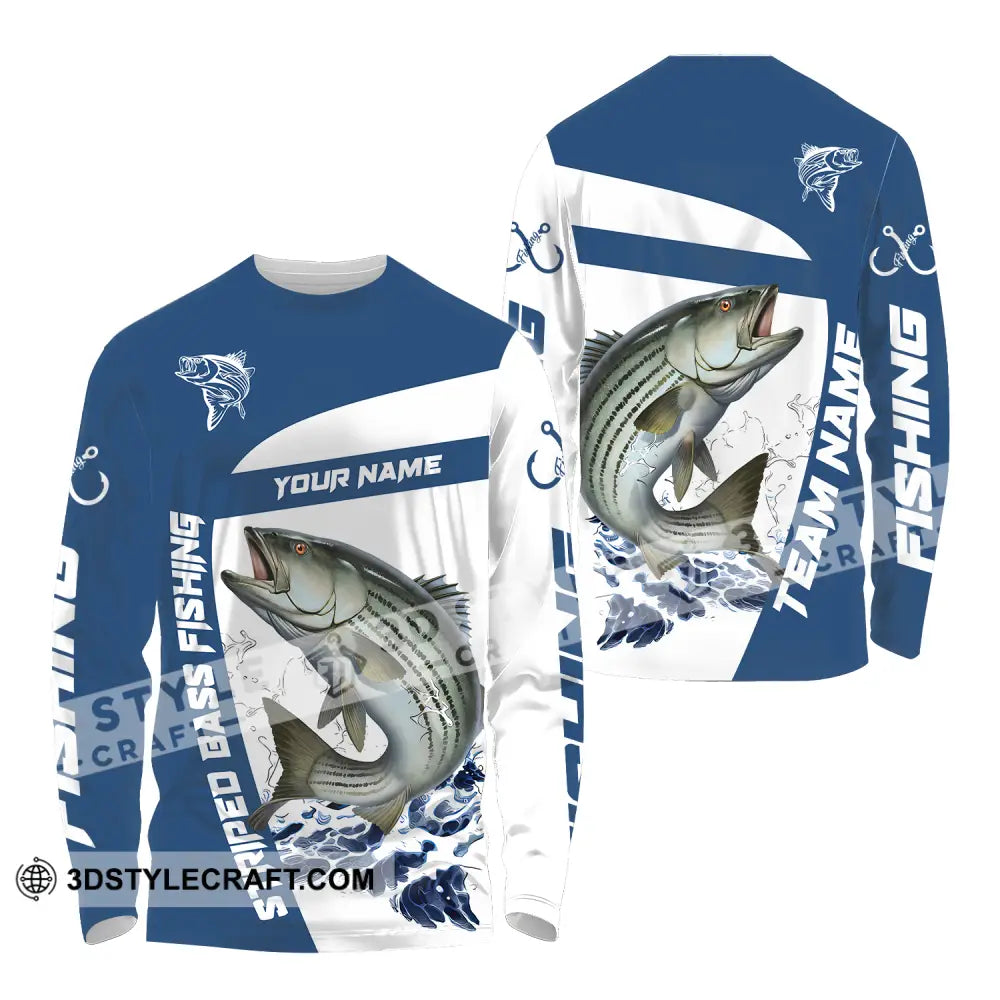 Unisex Shirt - Custom Name And Team Striped Fishing Long Sleeve / S T-Shirt