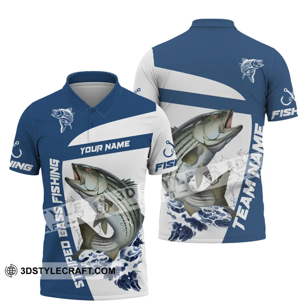 Unisex Shirt - Custom Name And Team Striped Fishing Polo / S T-Shirt