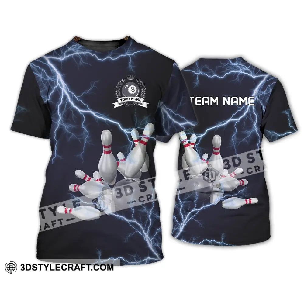 Unisex Shirt - Custom Name And Team Thunder Bowling Balls T-Shirt / S T-Shirt