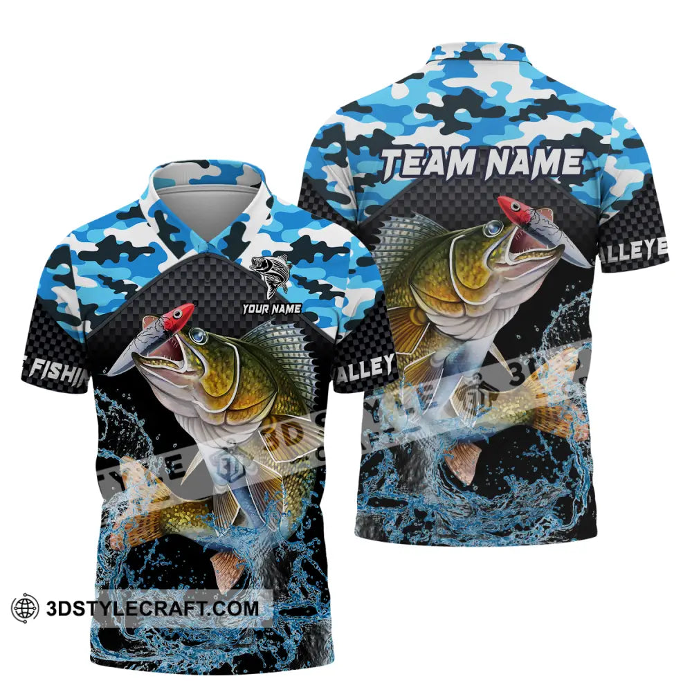 Unisex Shirt - Custom Name And Team Walley Fishing Polo / S T-Shirt