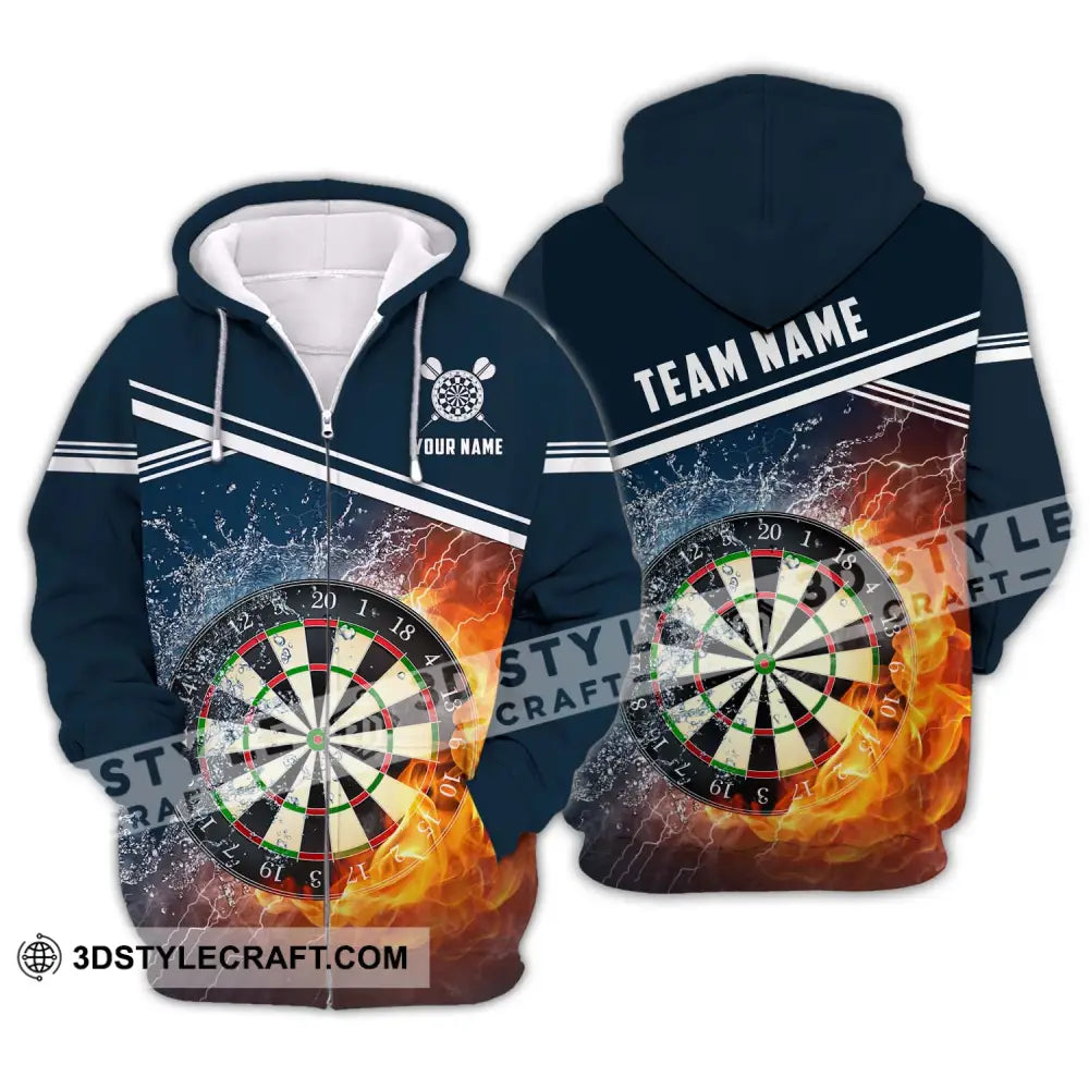 Unisex Shirt - Custom Name And Team Water Fire Darts Zipper Hoodie / S T-Shirt