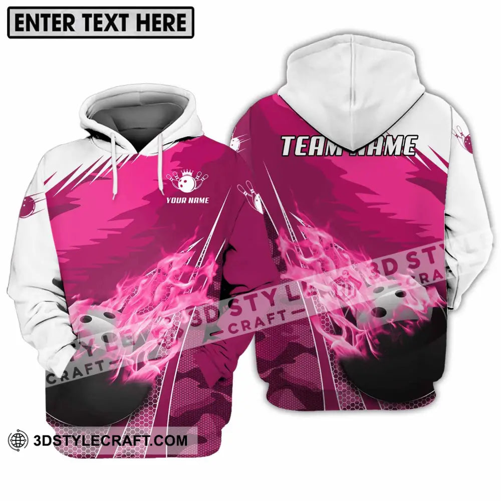 Unisex Shirt - Custom Name And Team White Pink Bowling Hoodie / S T-Shirt