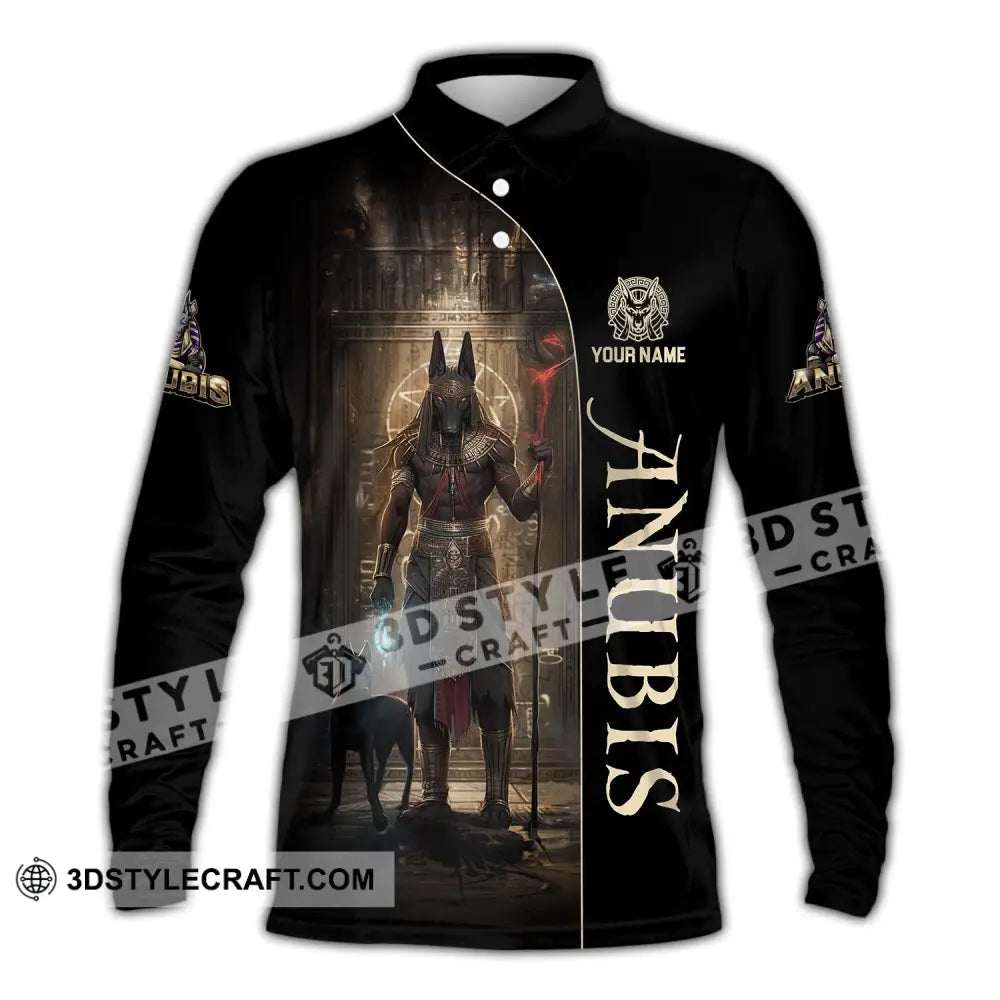 Unisex Shirt Custom Name Anubis Polo Long Sleeve Gift / S T-Shirt