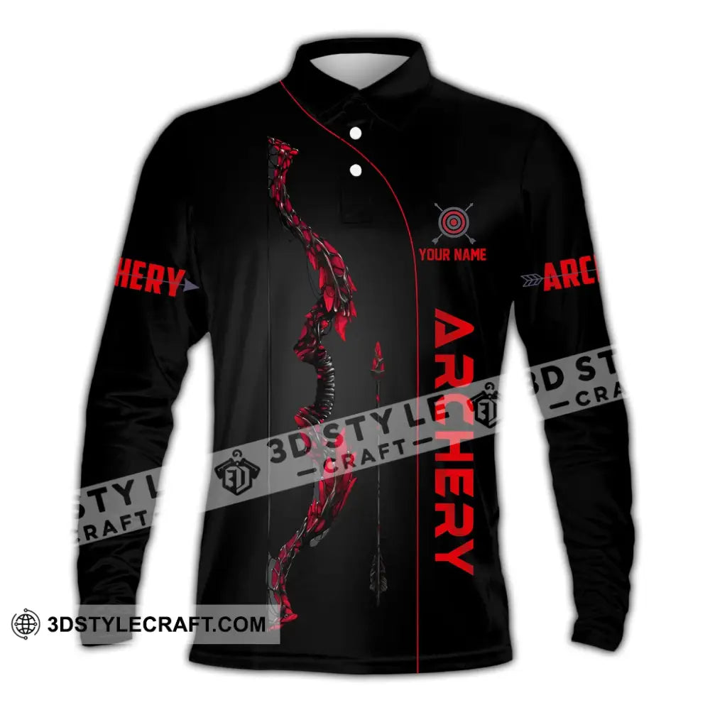 Unisex Shirt Custom Name Archer Archery Polo Long Sleeve Gift / S T-Shirt