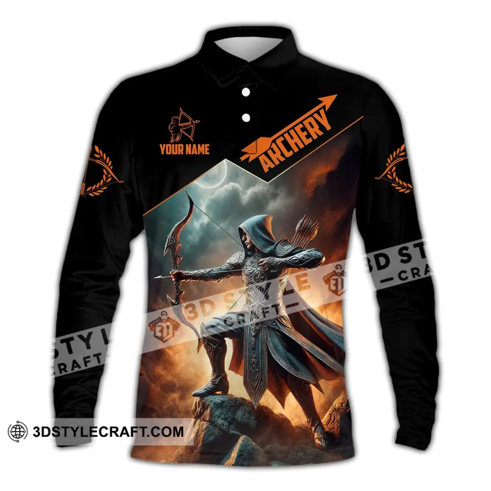 Unisex Shirt Custom Name Archer Archery Polo Long Sleeve Gift / S T-Shirt