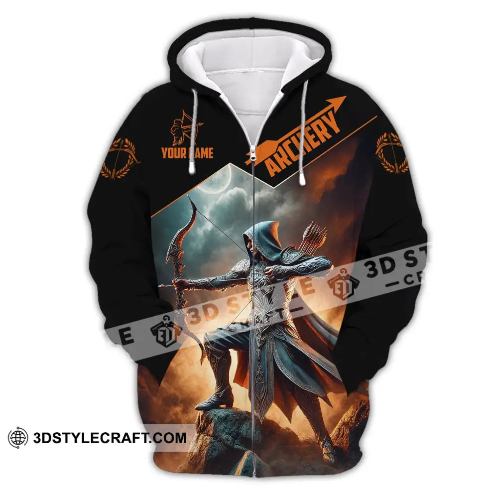 Unisex Shirt Custom Name Archer Archery Polo Long Sleeve Gift Zipper Hoodie / S T-Shirt