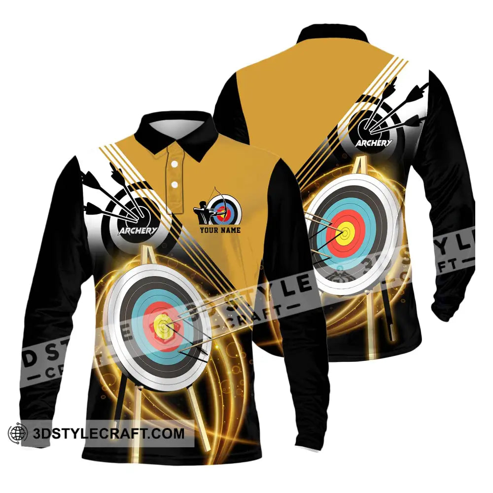 Unisex Shirt - Custom Name Darts Hit The Target Long Sleeve Polo / S T-Shirt