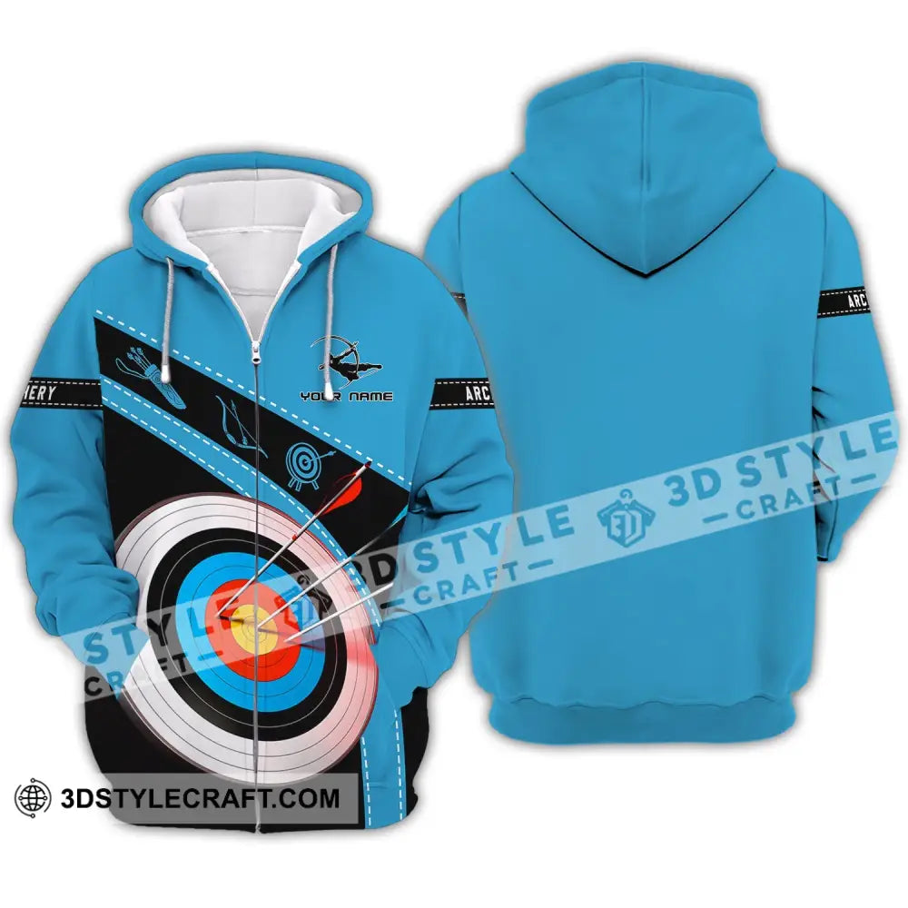 Unisex Shirt - Custom Name Archery Lover Zipper Hoodie / S T-Shirt