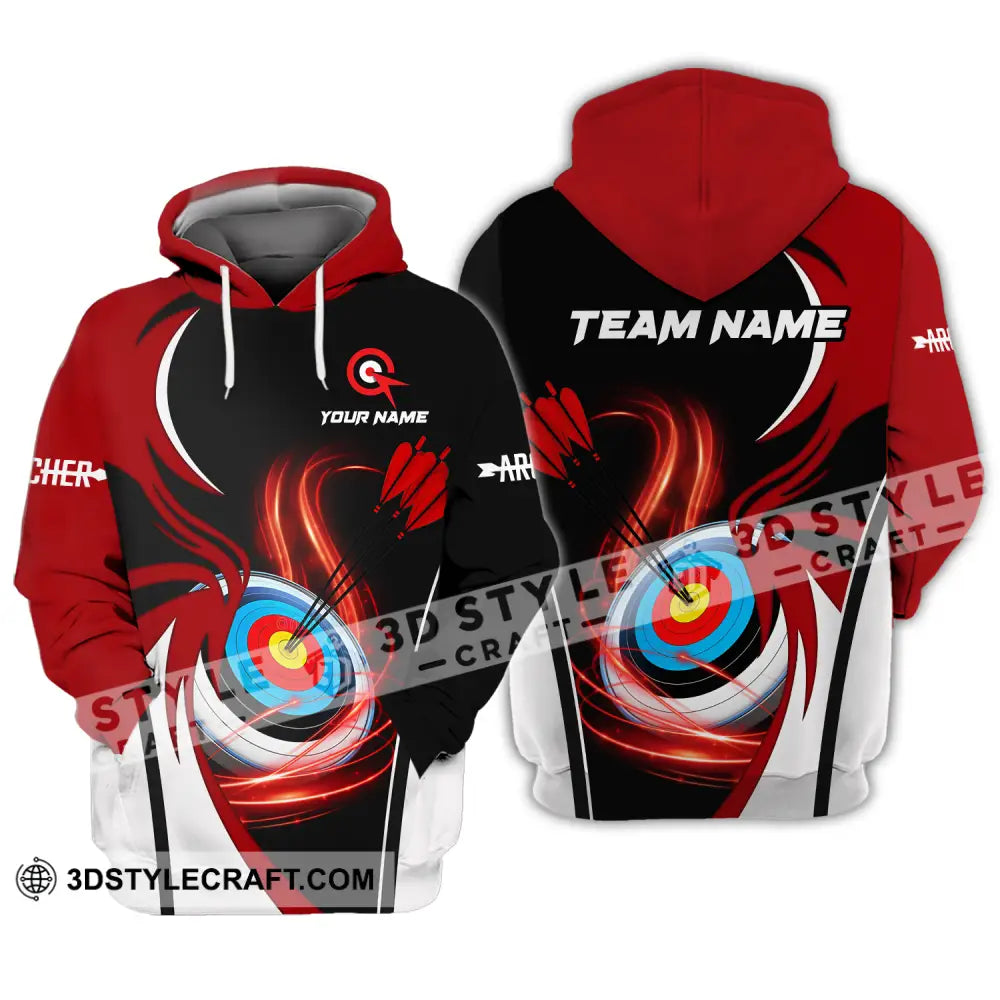 Unisex Shirt - Custom Name Archery Sport Red Wave Hoodie / S T-Shirt