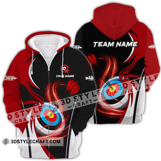 Unisex Shirt - Custom Name Archery Sport Shirt, Red Wave style option 4