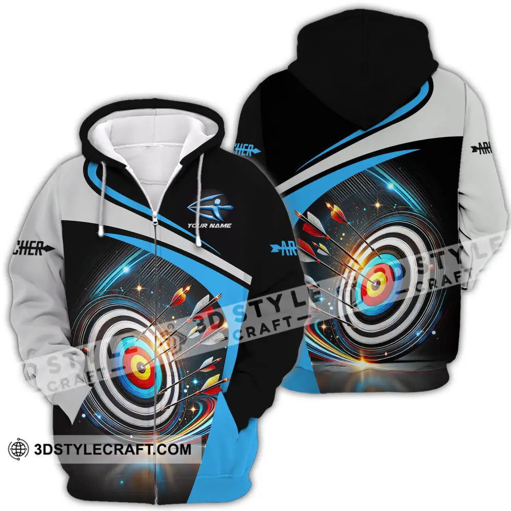 Unisex Shirt - Custom Name Archery Sport Zipper Hoodie / S T-Shirt