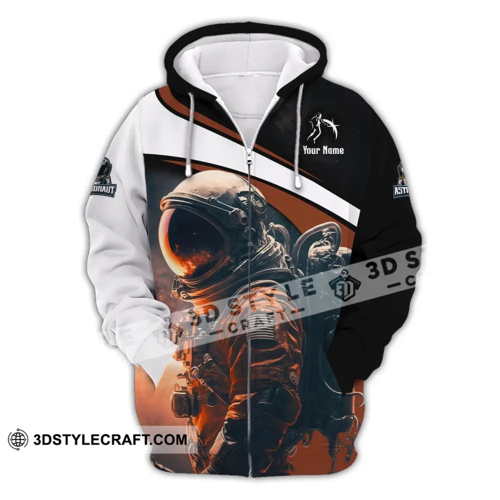 Unisex Shirt Custom Name Astronaut T-Shirt Spaceman Zipper Hoodie / S