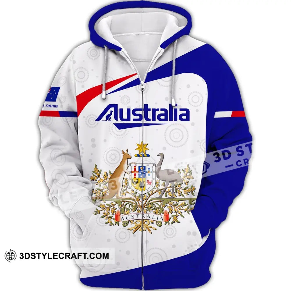 Unisex Shirt Custom Name Australia Hoodie Commonwealth Of T-Shirt Zipper / S