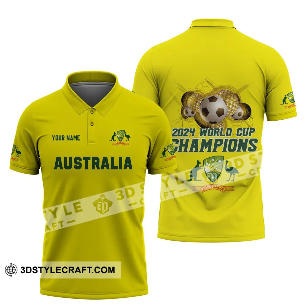 Unisex Shirt - Custom Name Australian Cricket Team Champions Icc World Cup Polo / S T-Shirt