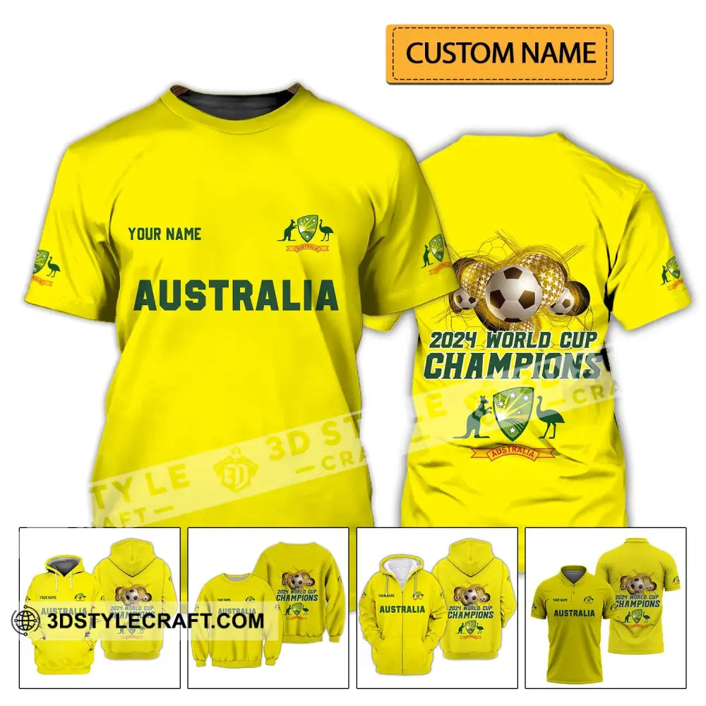 Unisex Shirt - Custom Name Australian Cricket Team Champions Icc World Cup T-Shirt