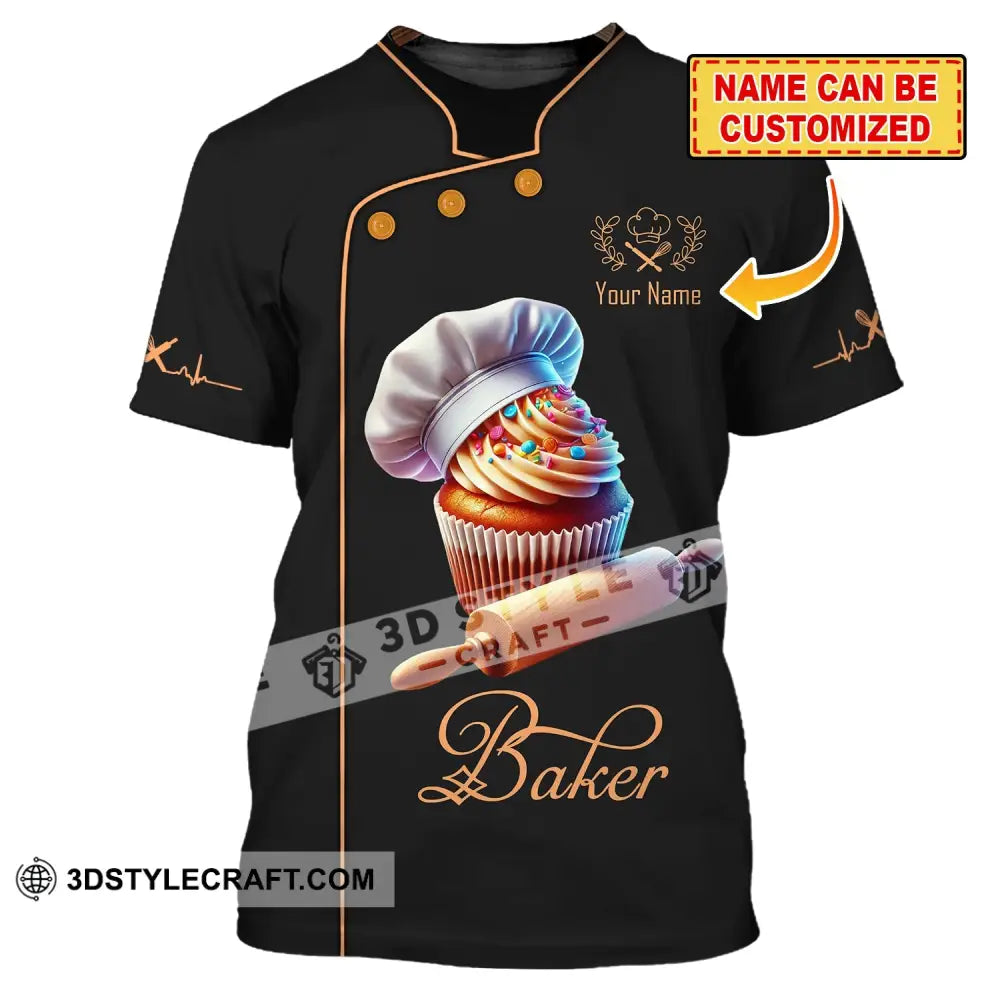 Unisex Shirt Custom Name Baker Bakery Chef Polo Long Sleeve Shop T-Shirt