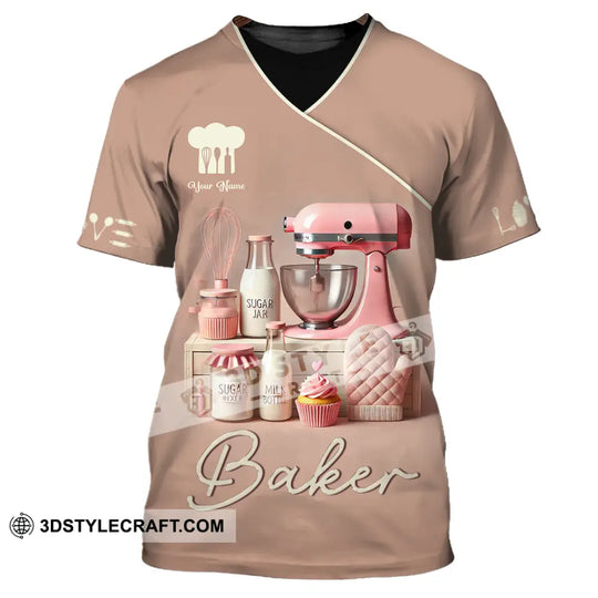 Unisex Shirt, Custom Name Baker Shirt, Bakery Shop T-Shirt, Bakery Chef Polo Long Sleeve style option 2