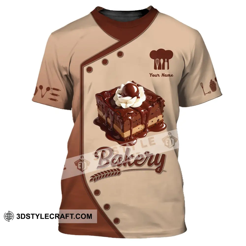 Unisex Shirt Custom Name Baker Bakery Shop T-Shirt Chef Polo Long Sleeve / S