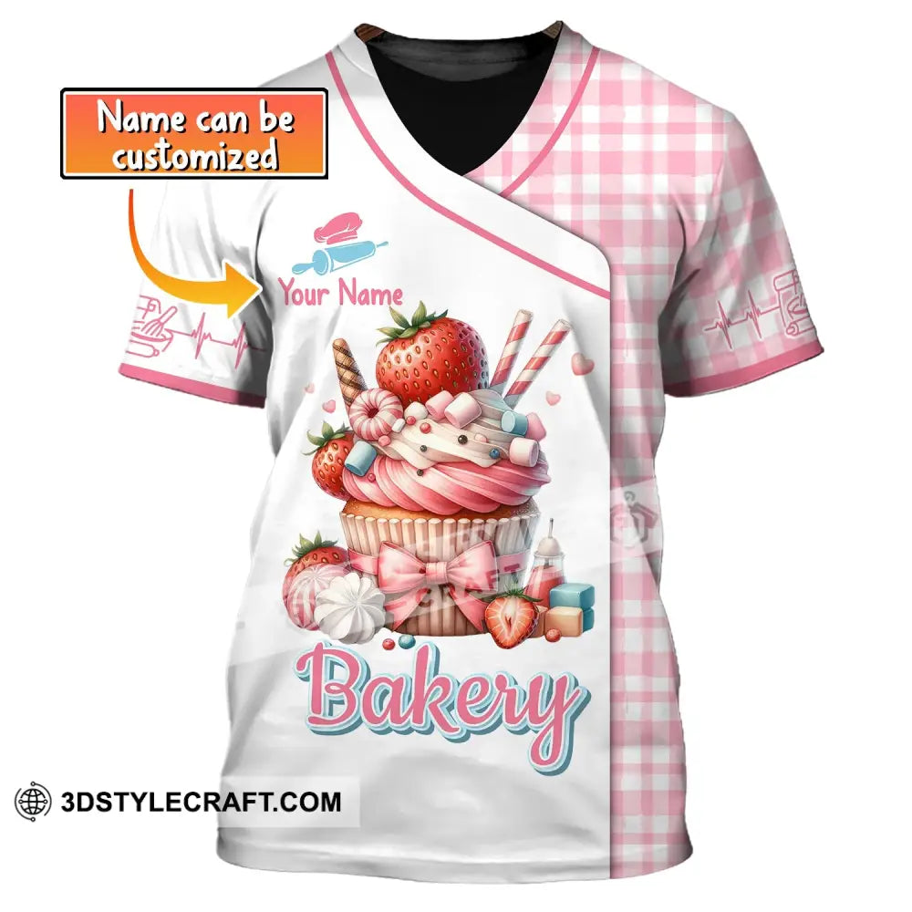 Unisex Shirt Custom Name Baker Bakery Uniform Chef Baking Lovers Gift T-Shirt