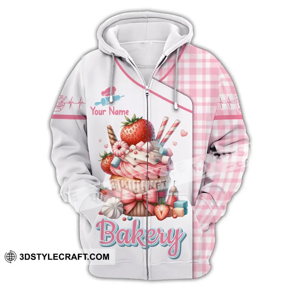 Unisex Shirt Custom Name Baker Bakery Uniform Chef Baking Lovers Gift Zipper Hoodie / S T-Shirt