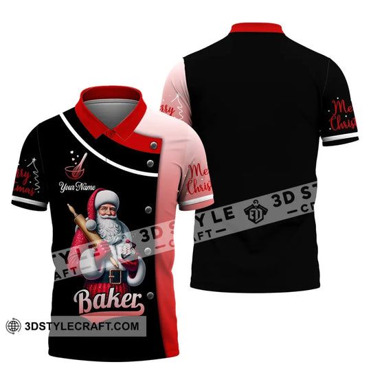 Unisex Shirt, Custom Name Baker Christmas Shirt, Christmas Polo Long Sleeve, Baker Christmas T-Shirt style option 4