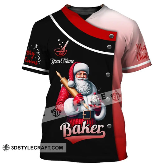 Unisex Shirt, Custom Name Baker Christmas Shirt, Christmas Polo Long Sleeve, Baker Christmas T-Shirt style option 2