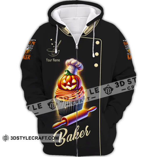 Unisex Shirt, Custom Name Baker Halloween Shirt, Baker Halloween Polo Long Sleeve Shirt, Halloween Gift style option 3