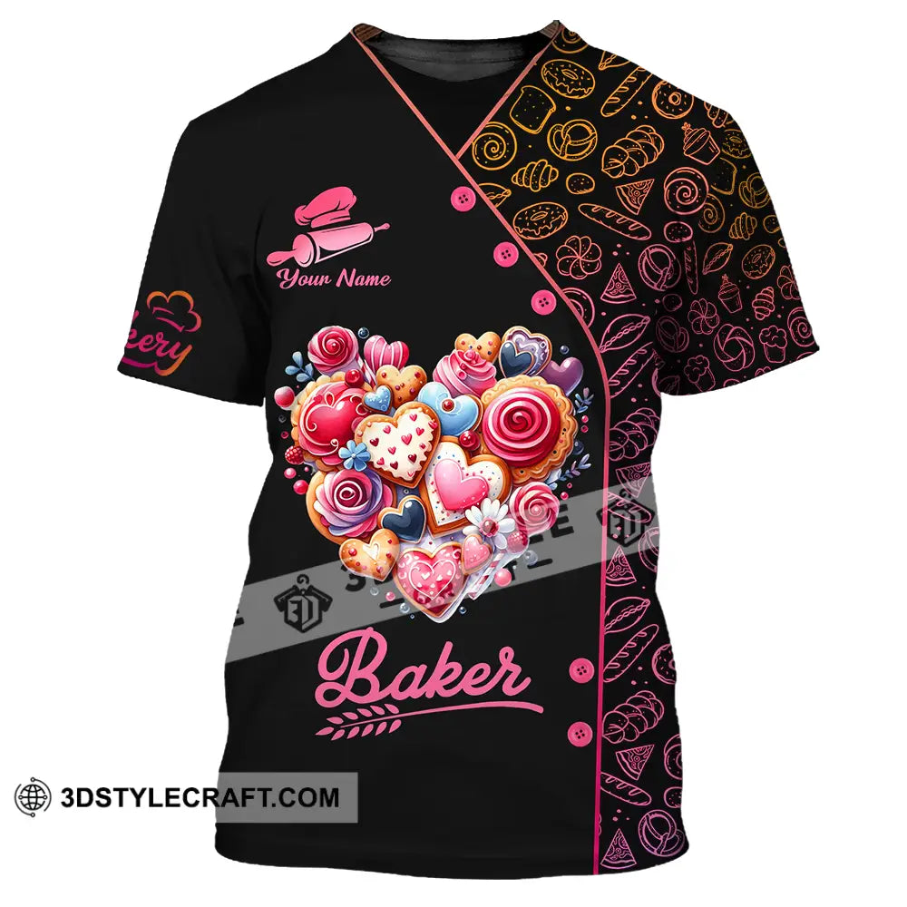 Unisex Shirt - Custom Name Baker Sweet Heart T-Shirt / S T-Shirt