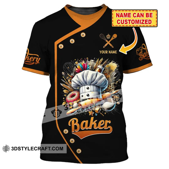 Unisex Shirt, Custom Name Baker Shirt, T-Shirt for Bakery Shop, Bakery Uniform, Gift for Baking Lover style option 1