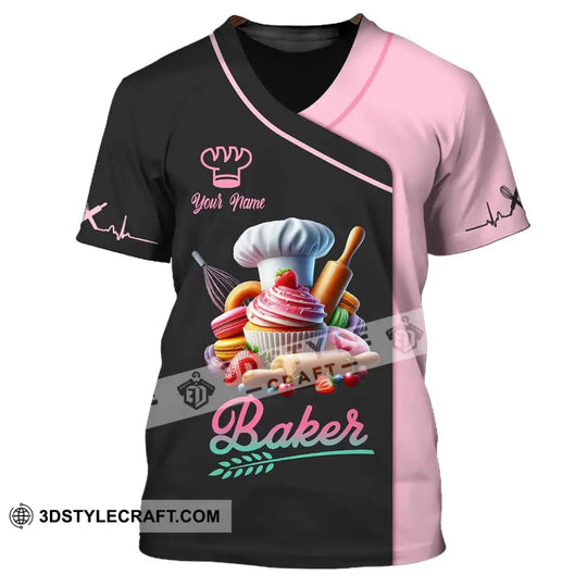 Unisex Shirt, Custom Name Baker Shirt, T-Shirt for Bakery Shop, Bakery Uniform, Gift for Baking Lover style option 2