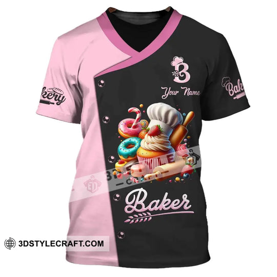 Unisex Shirt, Custom Name Baker Shirt, T-Shirt for Bakery Shop, Bakery Uniform, Gift for Baking Lover style option 2