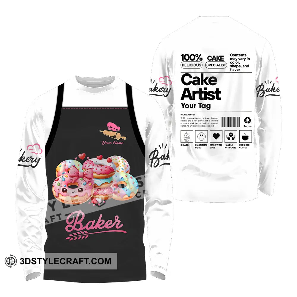 Unisex Shirt - Custom Name Bakery Cake Artist Long Sleeve / S T-Shirt