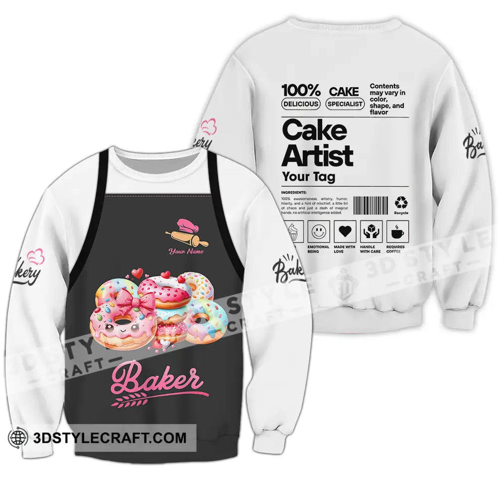 Unisex Shirt - Custom Name Bakery Cake Artist Long Sleeve / S T-Shirt