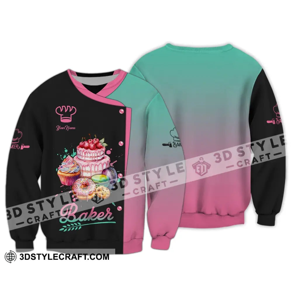 Unisex Shirt Custom Name Bakery Chef Baking Lovers Gift Long Sleeve / S T-Shirt