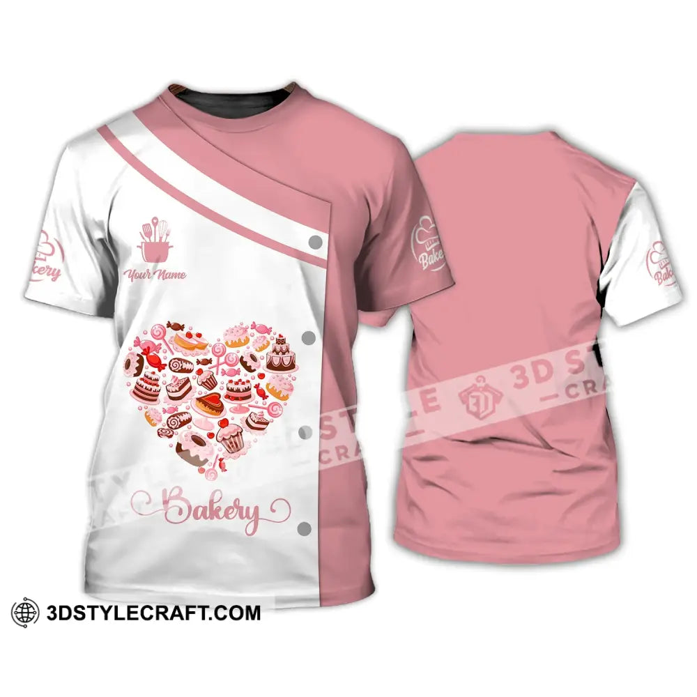 Unisex Shirt - Custom Name Bakery Pink Heart T-Shirt / S T-Shirt