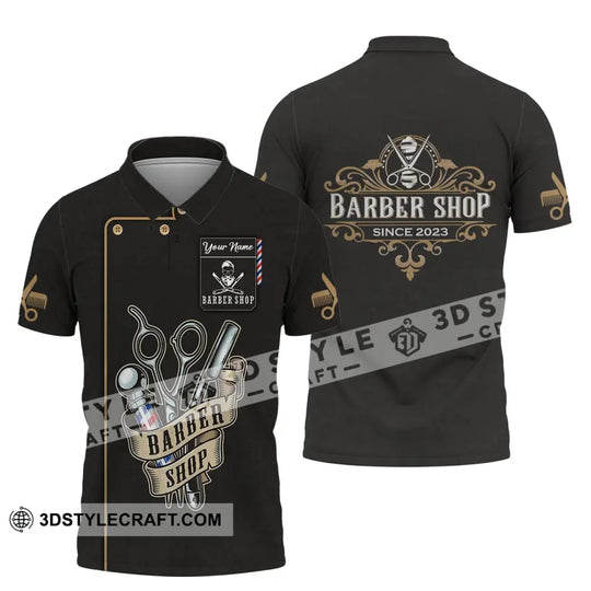 Unisex Shirt, Custom Name Barber Shirt, Hairstylist Apparel, T-Shirt For Barber Shop style option 4