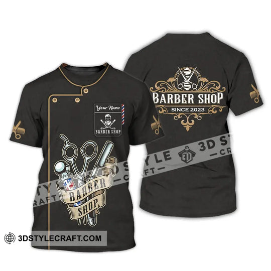 Unisex Shirt, Custom Name Barber Shirt, Hairstylist Apparel, T-Shirt For Barber Shop style option 2