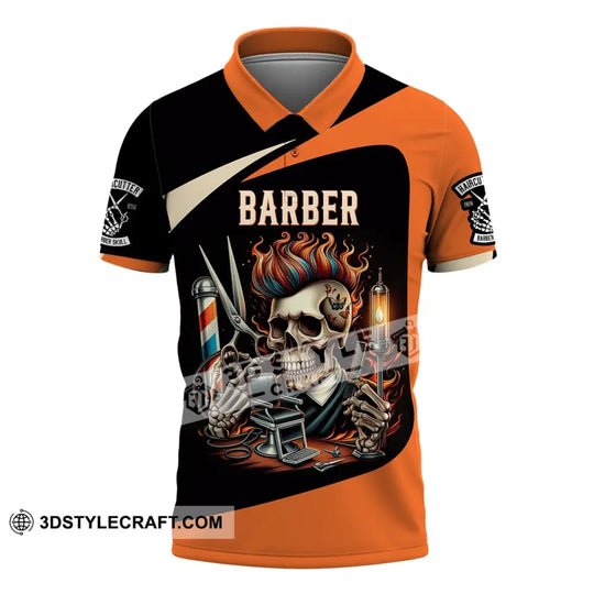 Unisex Shirt, Custom Name Barber Shirt, Barber Polo Long Sleeve, Barber Shop Uniform style option 4