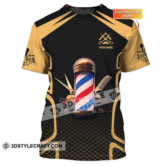 Unisex Shirt, Custom Name Barber T-Shirt, Hairstylist Apparel, Shirt For Barber Shop style option 1