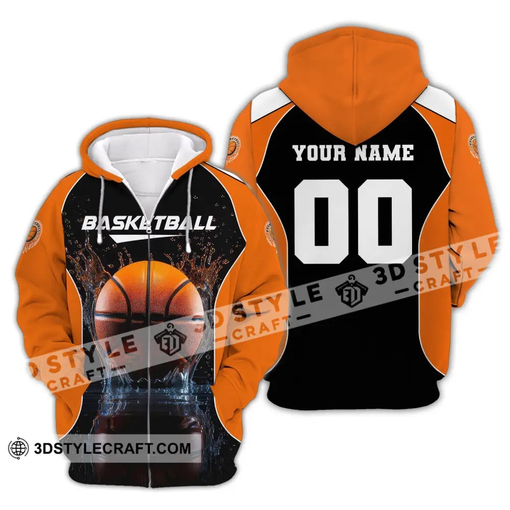 Unisex Shirt Custom Name Basketball T-Shirt Gift For Player Zipper Hoodie / S