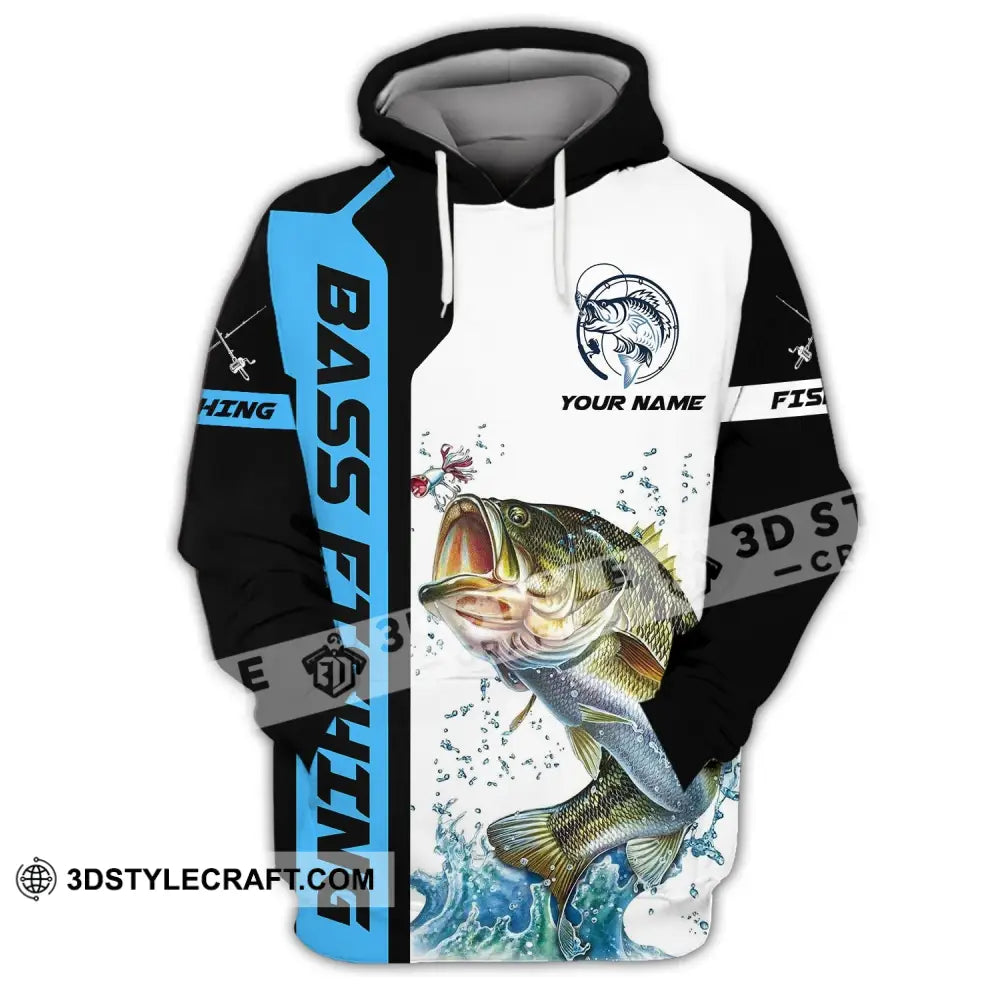 Unisex Shirt Custom Name Bass Fishing T-Shirt Apparel For Fishermen Hoodie / S