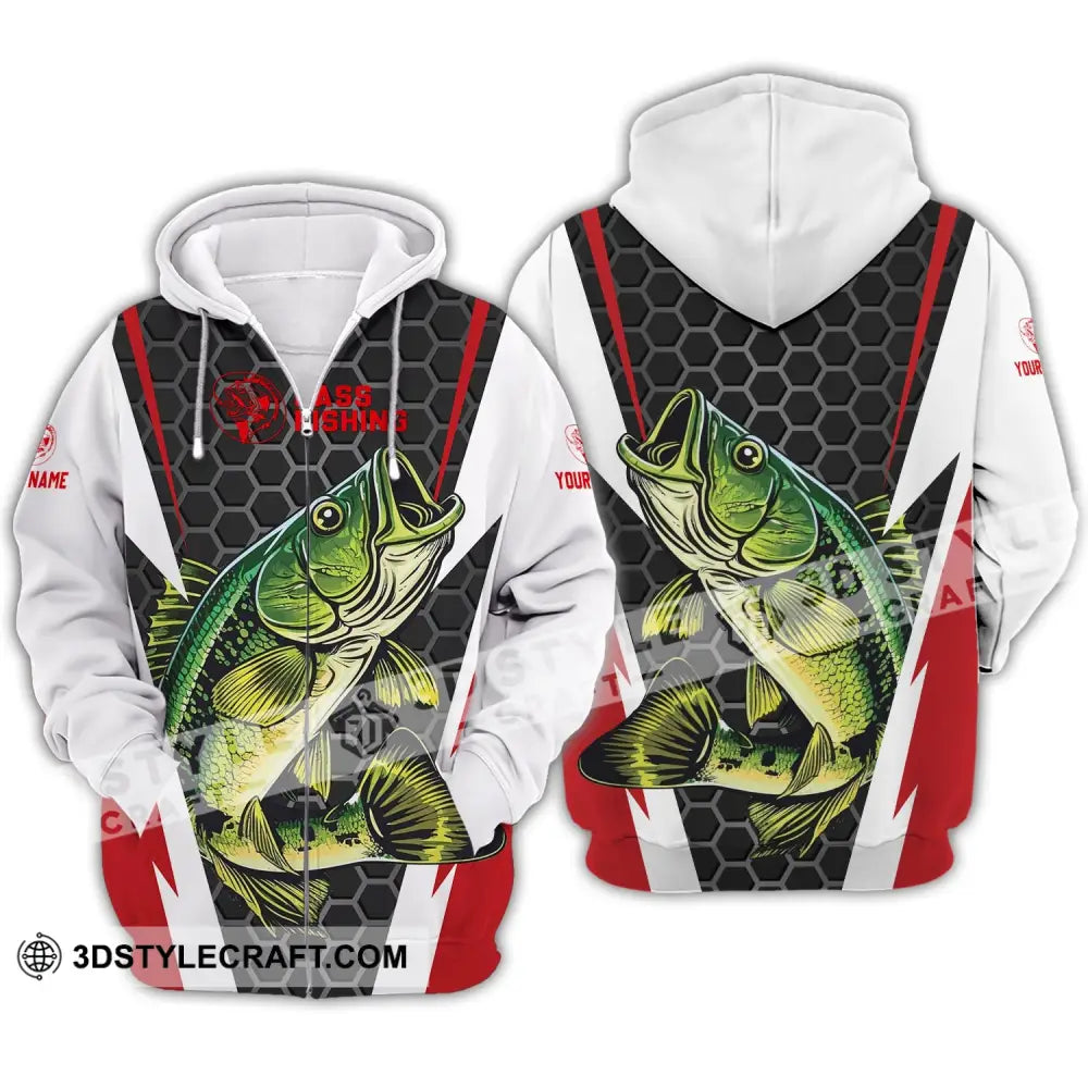 Unisex Shirt - Custom Name Bass Fishing Zipper Hoodie / S T-Shirt