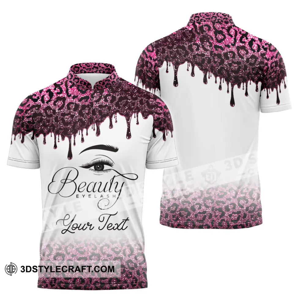 Unisex Shirt - Custom Name Beautiful Eyelash Zipper Polo / S T-Shirt