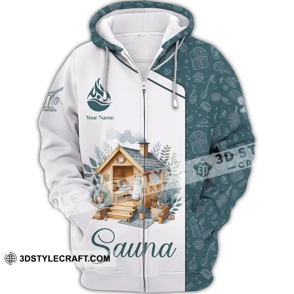 Unisex Shirt - Custom Name Best Sauna House Zipper Hoodie / S T-Shirt